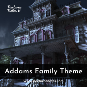 Haunted House with text saying The Addams Family Theme