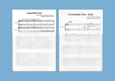 piano duets in a range of difficulties, including original duets by Rebecca Peacock along with duet arrangements of well known pieces